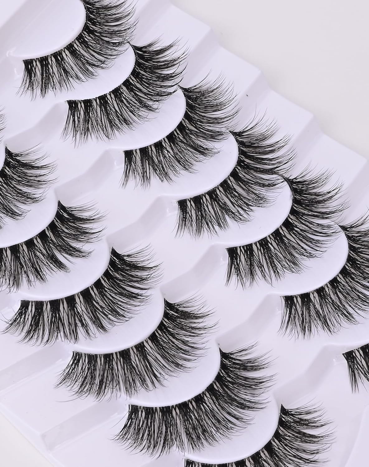 Onlyall False Eyelashes Natural Lashes Wispy Lashes Natural Look False Eyelashes Natural Flared Eyelashes False Eye Lashes Fluffy Lashes 7 Pairs A28