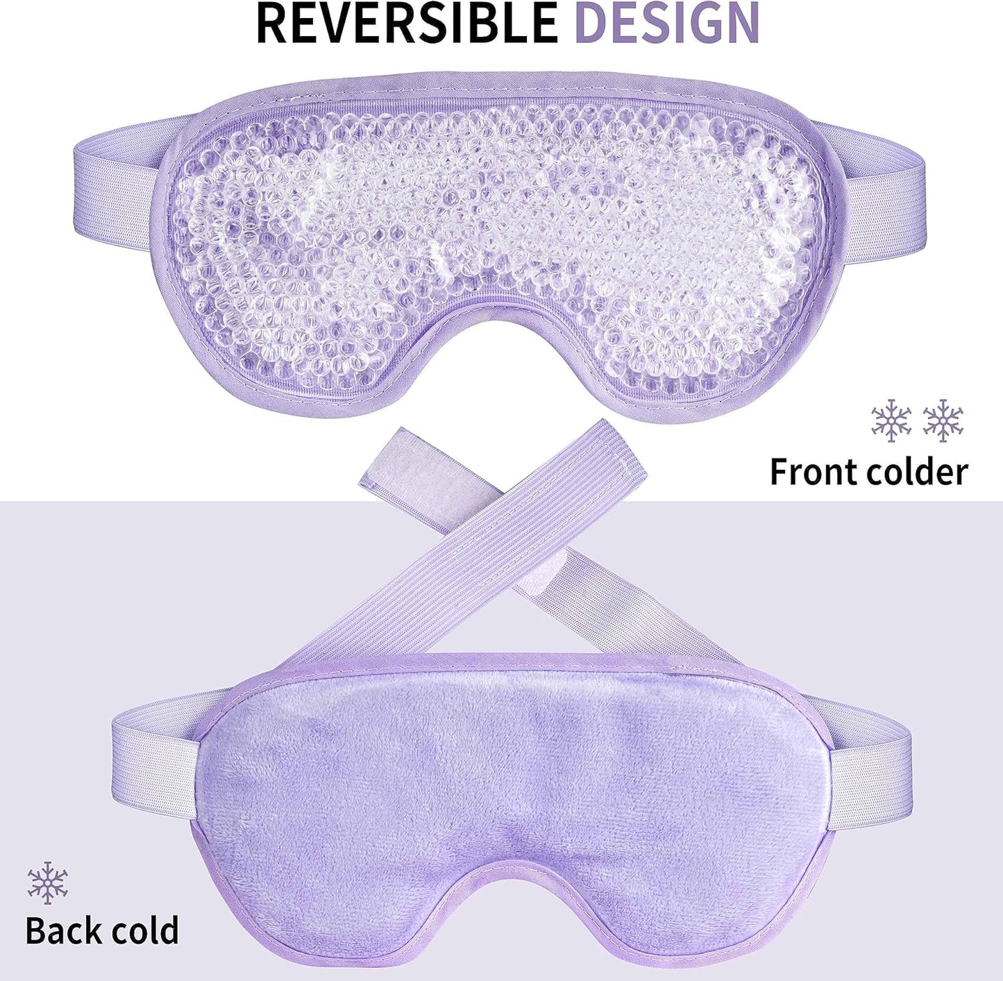Cooling Eye Mask with Gel Bead, Reusable Cold Compress Ice Pack Sleeping Eye Cooling Pads for After Eyelid Surgery, Puffiness, Puffy Eyes, Headache, Migraine Relief (Purple)
