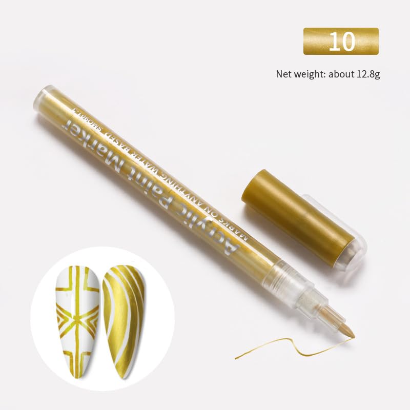 Nail Polish Pen, 1 PCS Nail Art Pen, Nail Pencil, DIY Drawing Painting Pen, for Nails DIY (Gold)