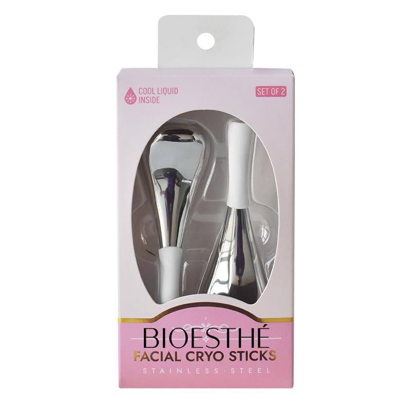 Ice Globes for Face & Eyes, Unbreakable Stainless Steel Cryo Sticks for Beauty Routines, Facials Cold Roller Cooling Globes for Puffiness, Wrinkles, Dark Circles, Headaches(White)