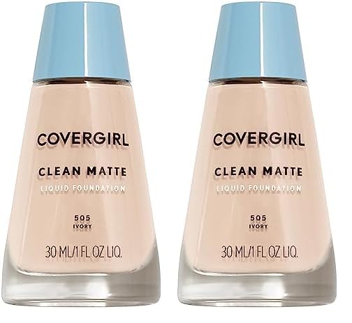 COVERGIRL, Clean Matte Liquid Foundation, Ivory 505, 1 oz, 1 Count (packaging may vary) (Pack of 2)