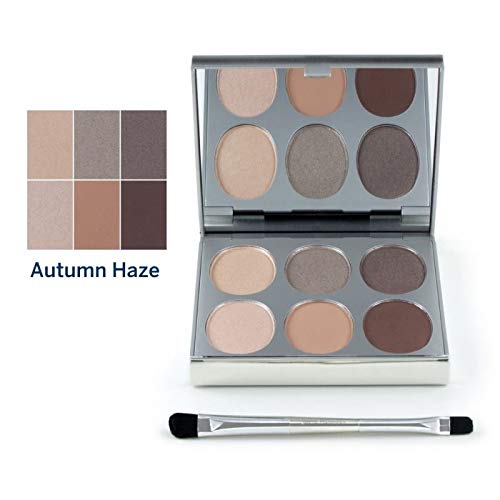Jerome Alexander New Again Eyeshadow Palette & Brush, 6 Buildable & Blendable Micronized Powder Shades (Autumn Haze)