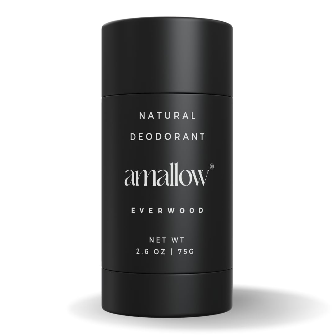 Amallow - Natural Deodorant – Aluminum Salt-Free, Tallow-Based, Baking Soda-Free, with Magnesium & Zinc – Long-Lasting Odor Protection – Handcrafted in the USA – 2.6 oz (Everwood)