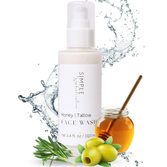 Tallow Honey Cleansing Milk- Gentle Hydrating face wash for sensitive skin -Non stripping | Moisturizing with grassfed beef Tallow, Organic Raw Honey, Argan oil & Castor Oil, Apple Cider Vinegar.