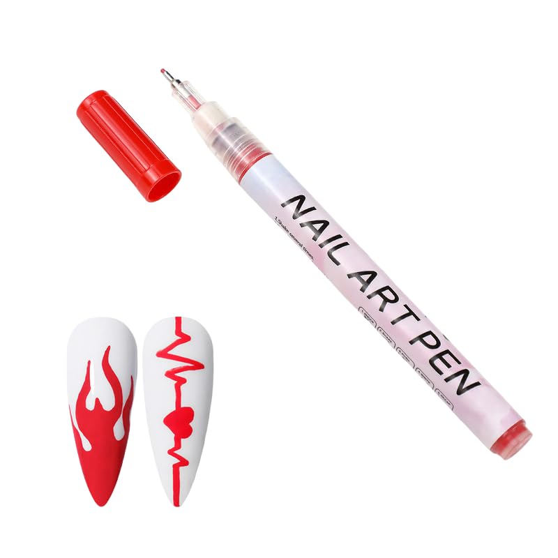 Nail Polish Pen, 1 PCS Nail Art Pen, Nail Pencil, DIY Drawing Painting Pen, for Nails DIY (Red 0.5mm)