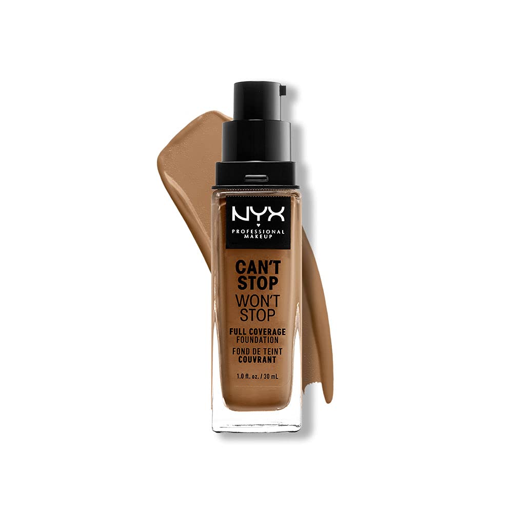 NYX PROFESSIONAL MAKEUP Can't Stop Won't Stop Foundation, 24h Full Coverage Matte Finish - Nutmeg