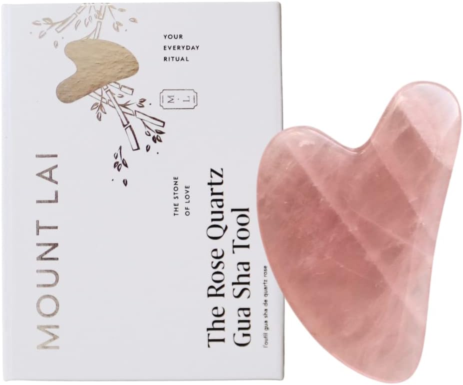 Mount Lai Rose Quartz Gua Sha Facial Tool – The Stone of Graceful Radiance – 100% Genuine Rose Quartz Stone Face Sculpting Tool for Lymphatic Drainage, Puffiness Reduction & Graceful Beauty