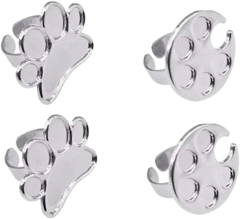 Mini Manicure Palette,4PCS Nail Display Board,Metal Nail Art Polish Holder,Paint Palette Finger Ring,Stainless Steel Makeup Mixing Palette Ring