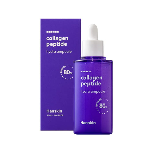 Hanskin Collagen Peptide Hydra Ampoule (90ml). Made with 80% Collagen Extract and 20% Peptide. Advanced Anti-Aging Formula to Repair Skin from Wrinkles and Fine Lines on Face and Neck Area.