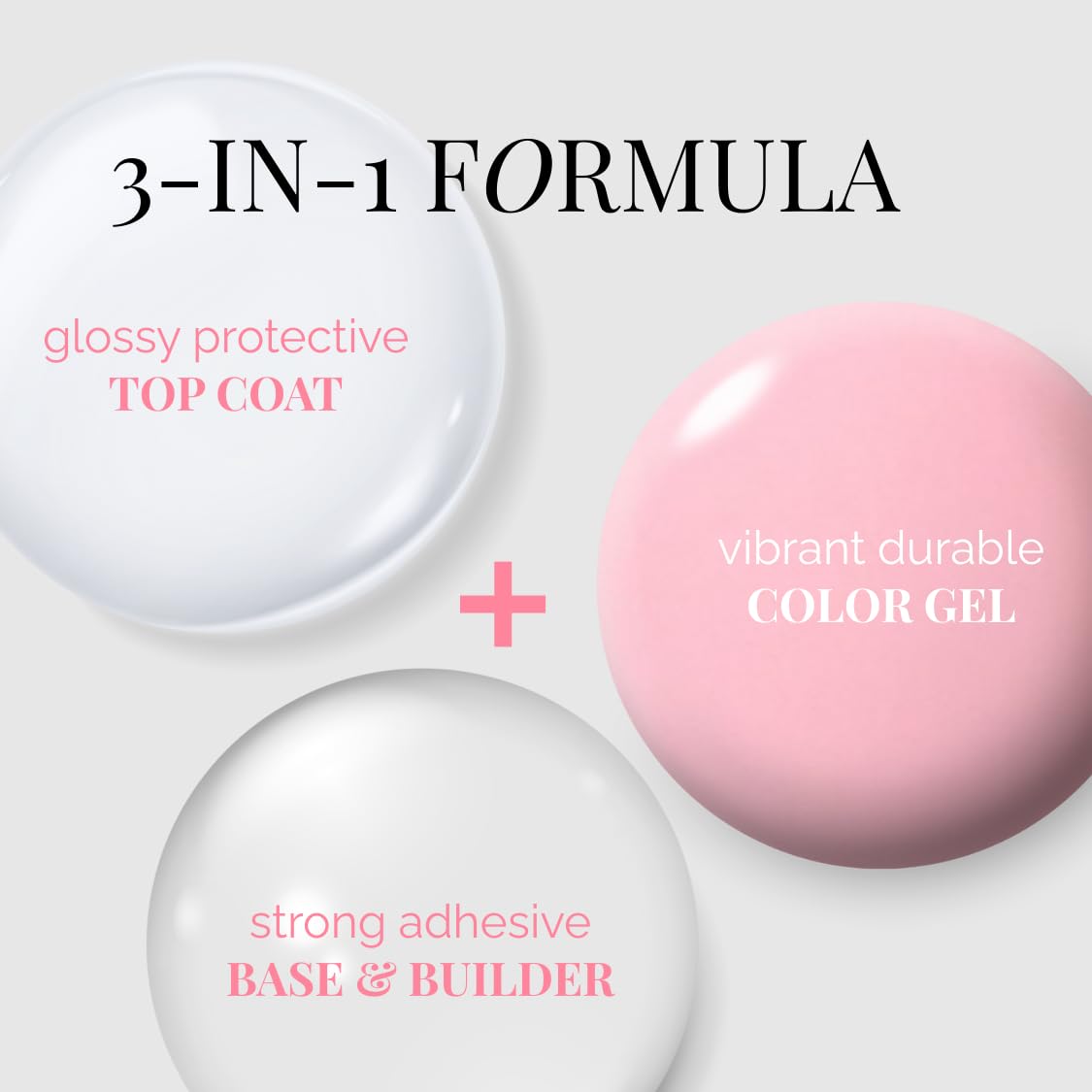 NAILOG One Step Pink Gel Nail Polish 12ml Top Coat Color Gel Base 3-In-1 Formula Soak Off UV Gel Polish for Home DIY & Gifting | Baby Pink