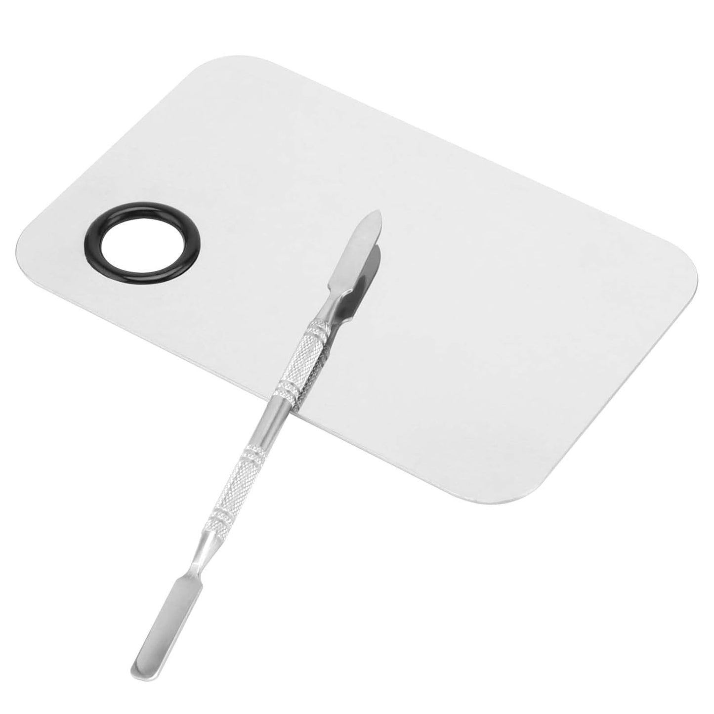 4 Pack Metal Makeup Palette, Makeup Mixing Palette with Spatula Makeup Palette Mixer Tray for Color Mixing and Makeup, Silver（2 Sizes）