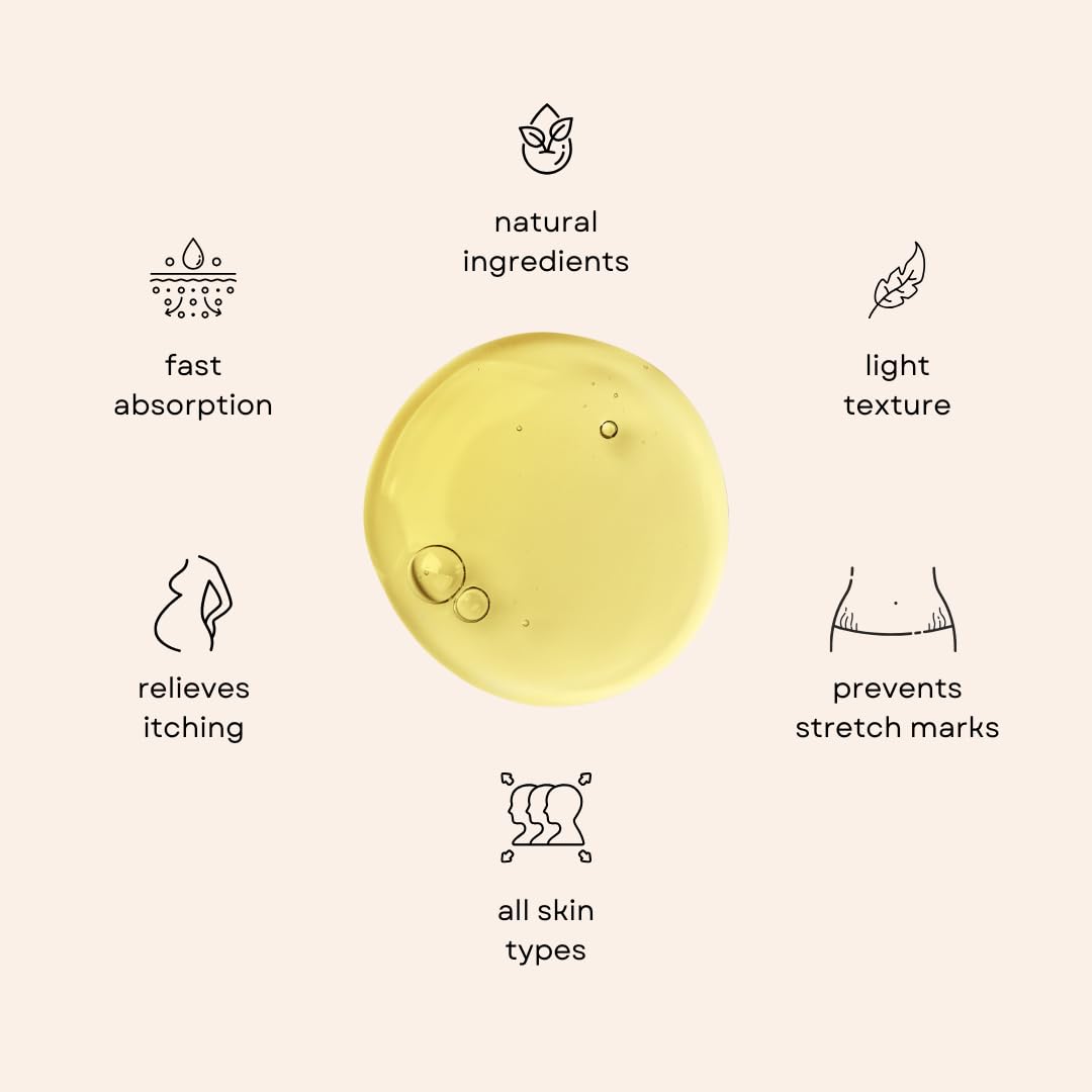 Organic Belly Oil for Pregnancy Stretch Mark Prevention and Treatment Award Winning Anti Stretch Mark Tummy Oil For Pregnancy and Postpartum - Hydrating Bump Oil (Belly Oil)