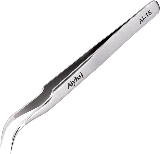 Precision Tweezer, Upgraded Professional Fine Tip curved, High-end Stainless Steel Tweezers for Craft, Electronics, Soldering, Eyelash Extensions, Laboratory Work, Jewelry-Making