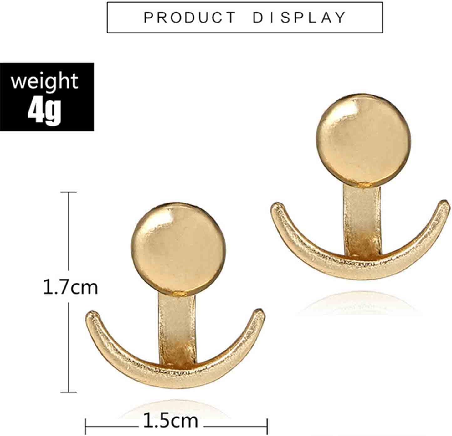 Boho Moon Ear Jackets Earrings Crescent Moon Stud Earrings Gold Sun Moon Earrings Minimalist Double Sided Round Earrings Jewelry for Women