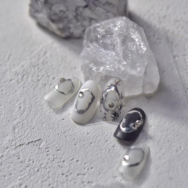 Silver Gold Nail Art Stickers Decals 5D Embossed Self Adhesive Nail Decals for Nail Art Silver Gold Irregularity Nail Stickers for Women Gold Nail Art Design for DIY Manicure Decoration