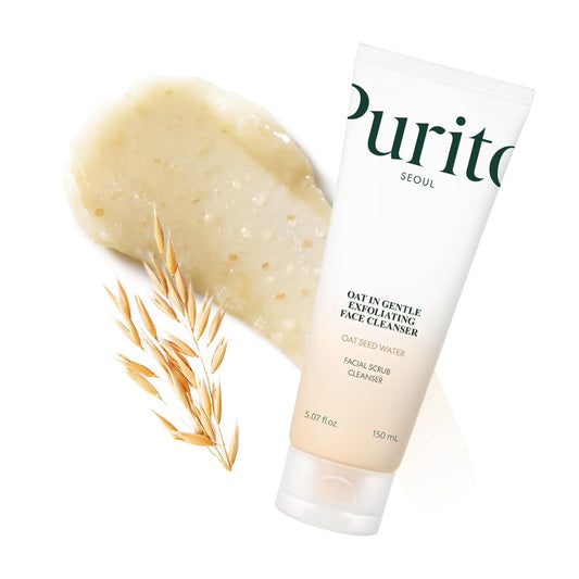 Purito Oat Exfoliating Facial Polish Cleanser - Hydrating Daily Face Wash with Gentle Scrub Clay Pore Minimizing Panthenol, Oat Seed Water Vegan, Non-comedogenic Korean Skin Care 5.07 fl.oz