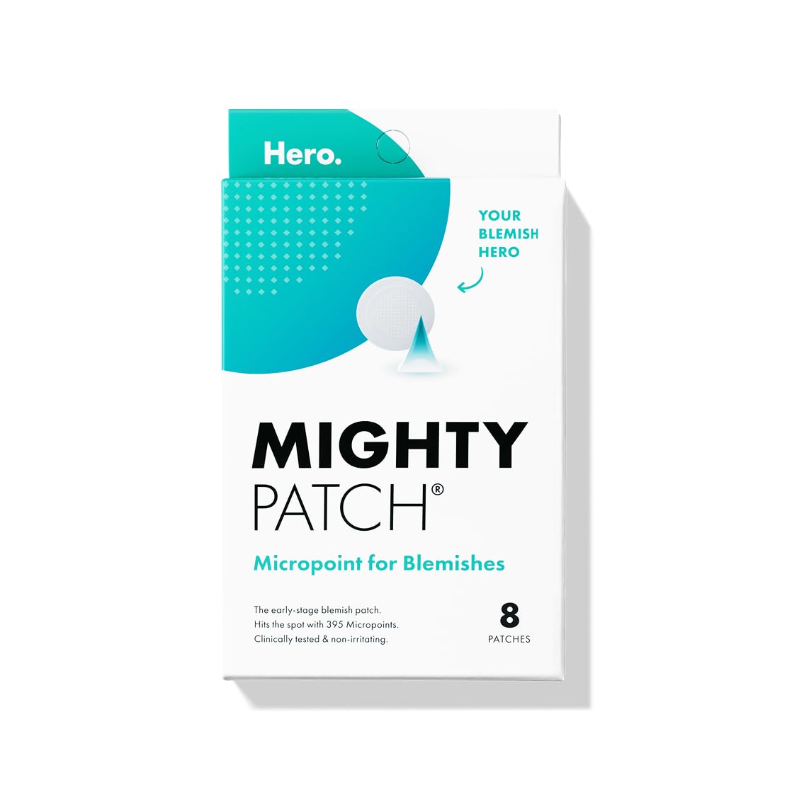 Mighty Patch Micropoint Large Hydrocolloid Pimple Patches for Face Blemishes from Hero Cosmetics, Acne Stickers for Early Stage Zits & Hidden Pimples, 395 Proprietary Micropoints, 8 Count