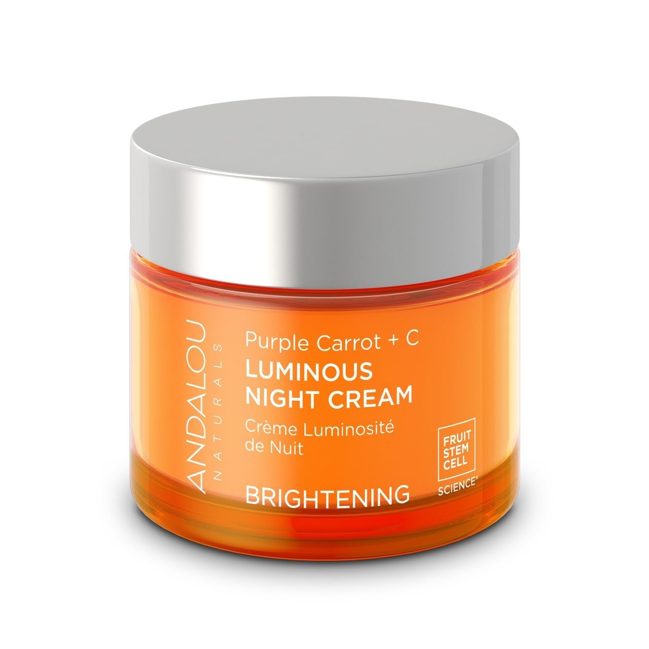 Andalou Naturals Purple Carrot + Vitamin C Luminous Skin Night Cream - Hydrating Face Moisturizer - With Fruit Stem Cell Complex for Radiant Skin - 1.7 fl oz