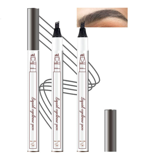 2 Pcs/Set Eyebrow Ink Pencil by Brow Stylist -Micro 4 Point Brow Pen Lift & Snatch Eyebrow Pen Kits with 3 Eyebrow Stencil Long-Lasting Waterproof Natural Eyebrow Hair (3# dark grey)
