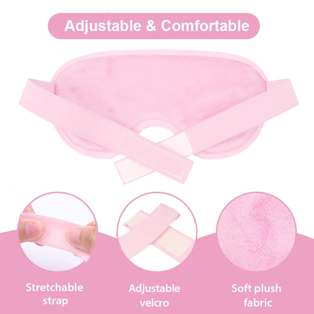 NEWGO Cooling Gel Cold Eye Mask for Puffy Eyes, Reusable Ice Pack with Soft Plush Backing for Dark Circles, Migraine, Stress Relief - Pink