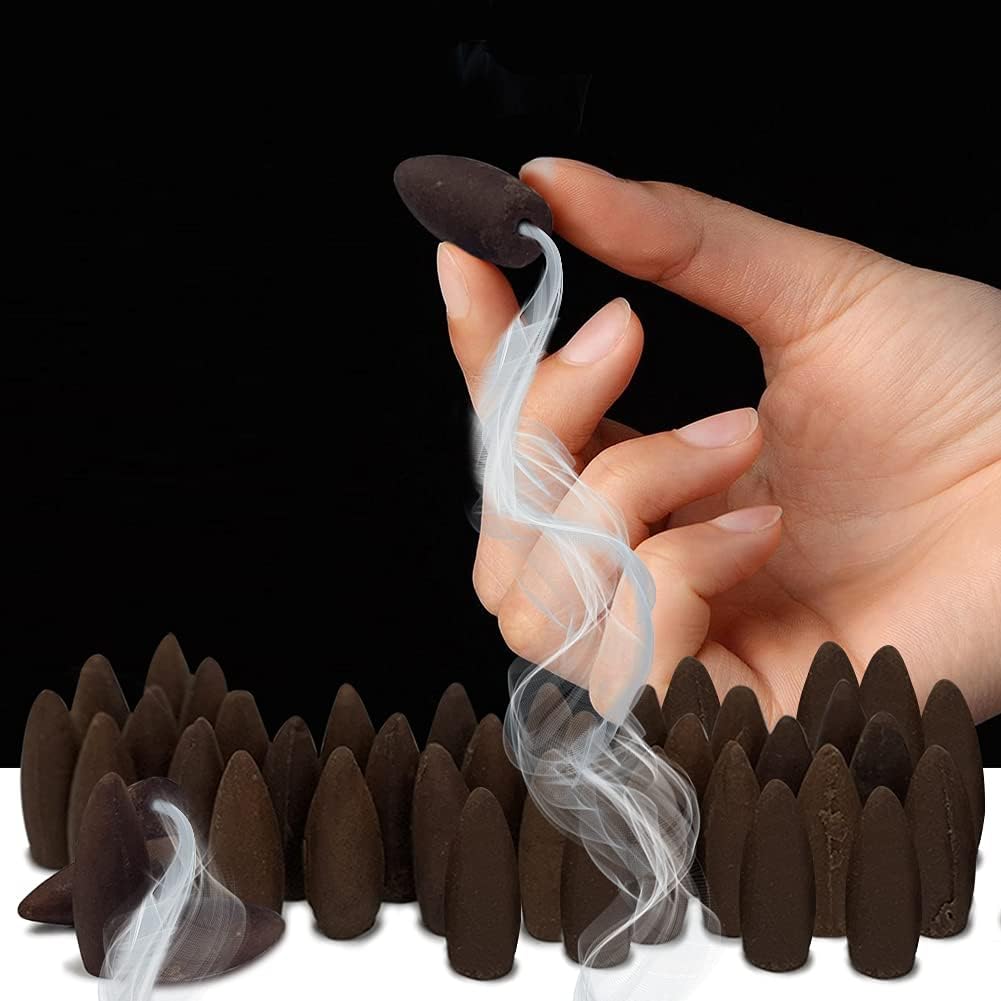 Dragons Blood Hem Backflow Incense Cones for Waterfall Aromatic Smoke Fountain Haze Falls - 40 Large Back Flow Incense Cones Scented