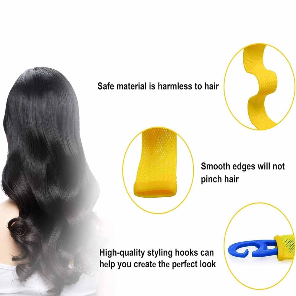 Heatless Hair Curling Set Magic No Heat Spiral Hair Curls Portable DIY Rollers Styling Kit Durable Beauty Makeup(10pcs*19.7in)