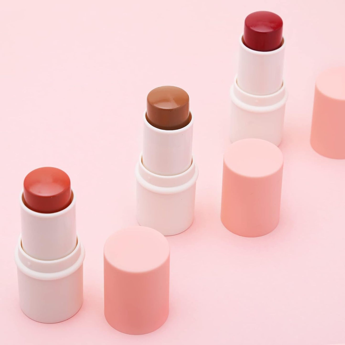 Boobeen Cream Blush stick, Multi Face Blush for Cheek, Lip and Eye, Pigmented Matte Finish for Natural Flush Color, Buildable and Lightweight