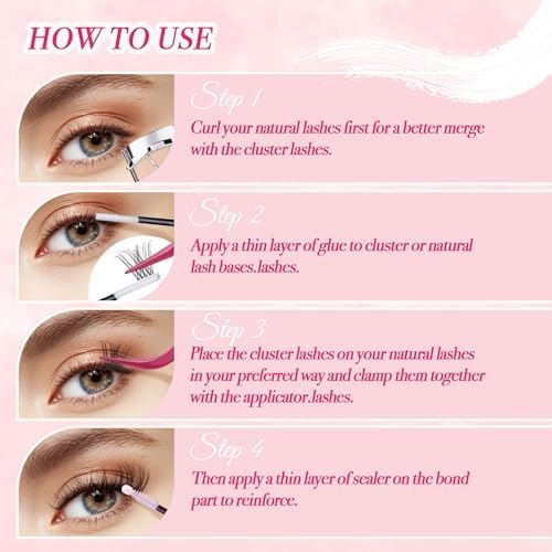 Lash Clusters Kit 432pcs Wispy Lashes Clusters Lash Clusters Clear Band Eyelash Clusters Natural Look Lash Extension Kit Invisible Band Lashes 0.07D