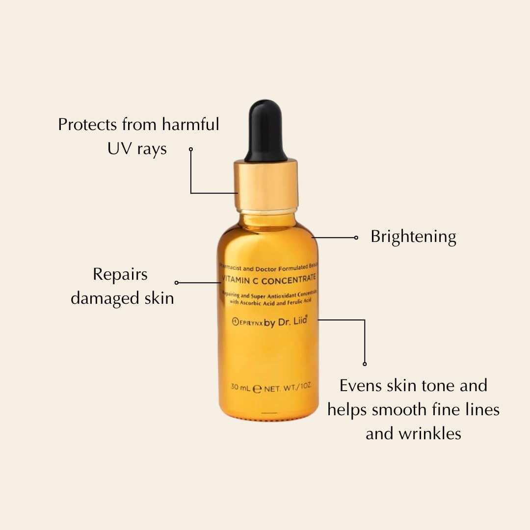 Vegan Antioxidant Rejuvenating Face Serum - Vitamin C- Repairs Damaged Skin Barrier - Gluten Free for Sensitive Skin EpiLynx by Dr. Liia