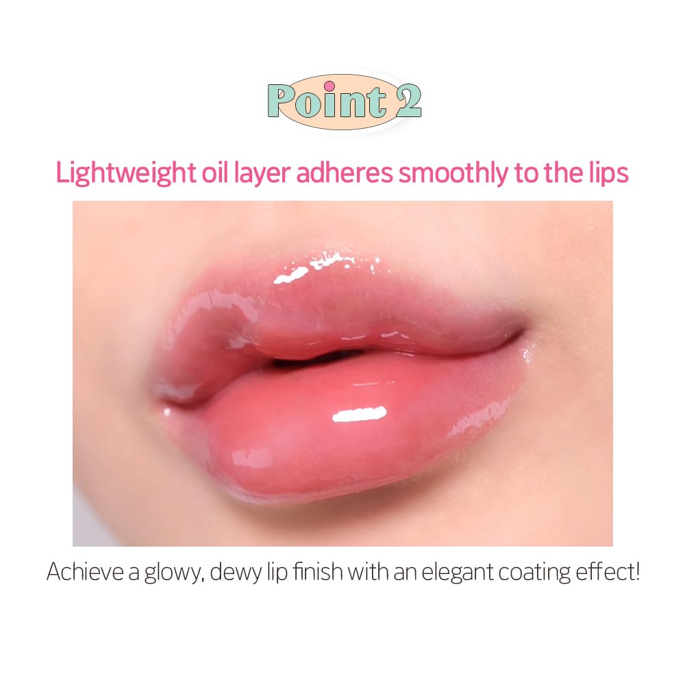 ETUDE Over Glowy Lip Gloss #5 Popping Candy | Non-Sticky Vegan Lip Tint | Moisturized & Long-lasting Lip Gloss | Daily Lip Stain for Dry Lips, Korean Makeup, K-beauty, Perfect for Gift