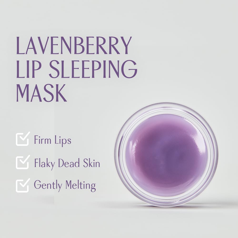 GLOWFLOW Lavenberry Lip Sleeping Mask, Moisturizing Lip Care for Dry and Chapped Lips, Fresh Grape Flavor Lip Balm, Nourishing Lip Care