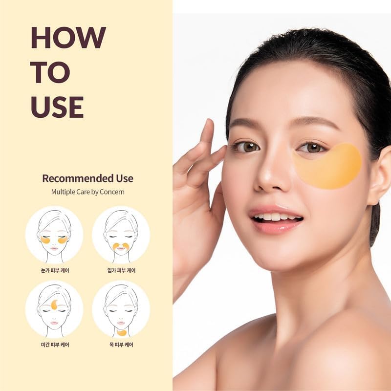 Korean Eye Patches Retinol Repair Firming Eye Mask Korean Skincare 24K Gold Hydrogel for Dark Circles, Puffiness & Fine Lines, 60 pcs
