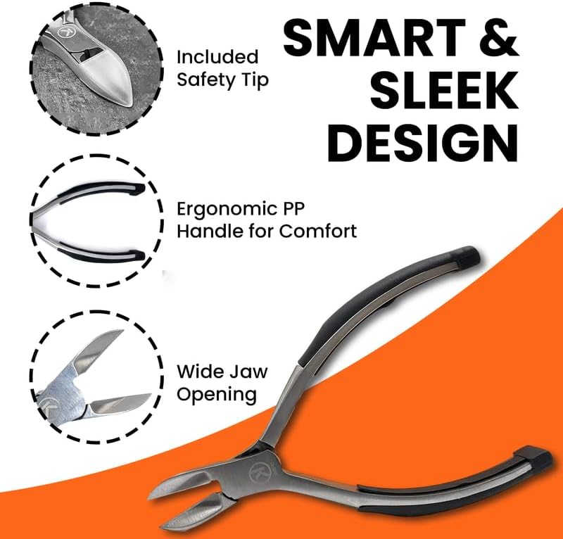 Kohm Toenail Clippers | Soft Rubber Handle for Easy Use & Precision Sharp Cutting | Thick, Fungal & Ingrown Nail Cutter for Men, Women, Seniors & Pets
