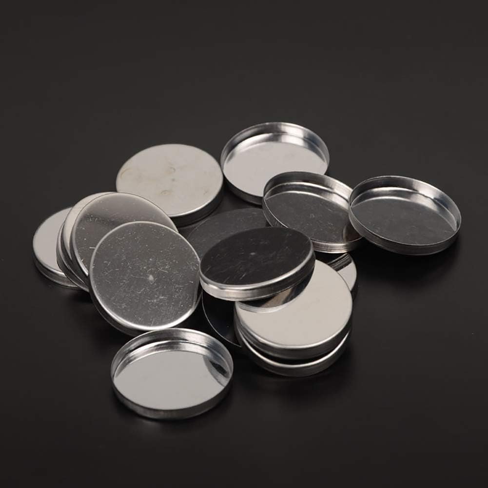 50 Pcs 26mm Empty Round Metal Tin Palette Pans Cosmetic Eyeshadow Blush Organizer for Magnets Cosmetic Palettes