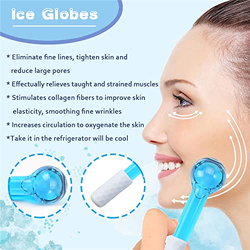 ICE Globes Small Balls for Eyes, 2 PCS Blue Facial Globes for Massage Tool, Facial Roller Cold Skin Massagers, Tighten Skin, Reduce Puffiness and Dark Circles, Enhance Circulation