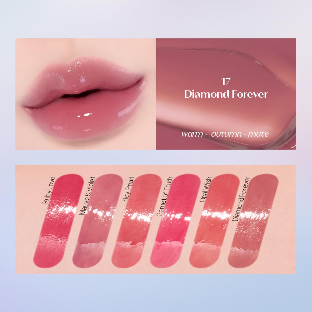 ETUDE Over Glowy Lip Stain Tint #17 Diamond Forever | Non-Sticky Vegan Lip Tint | Moisturized & Long-lasting Lip Gloss | Daily Tint for Dry Lips, Korean Makeup, K-beauty, Perfect for Gift