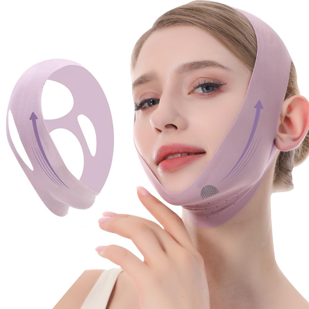 V-Line Lifting Mask & Chin Strap for Sleeping, Reusable Double Chin Reducer, Jaw Exerciser, Face Slimming & Sagging Prevention, Medium