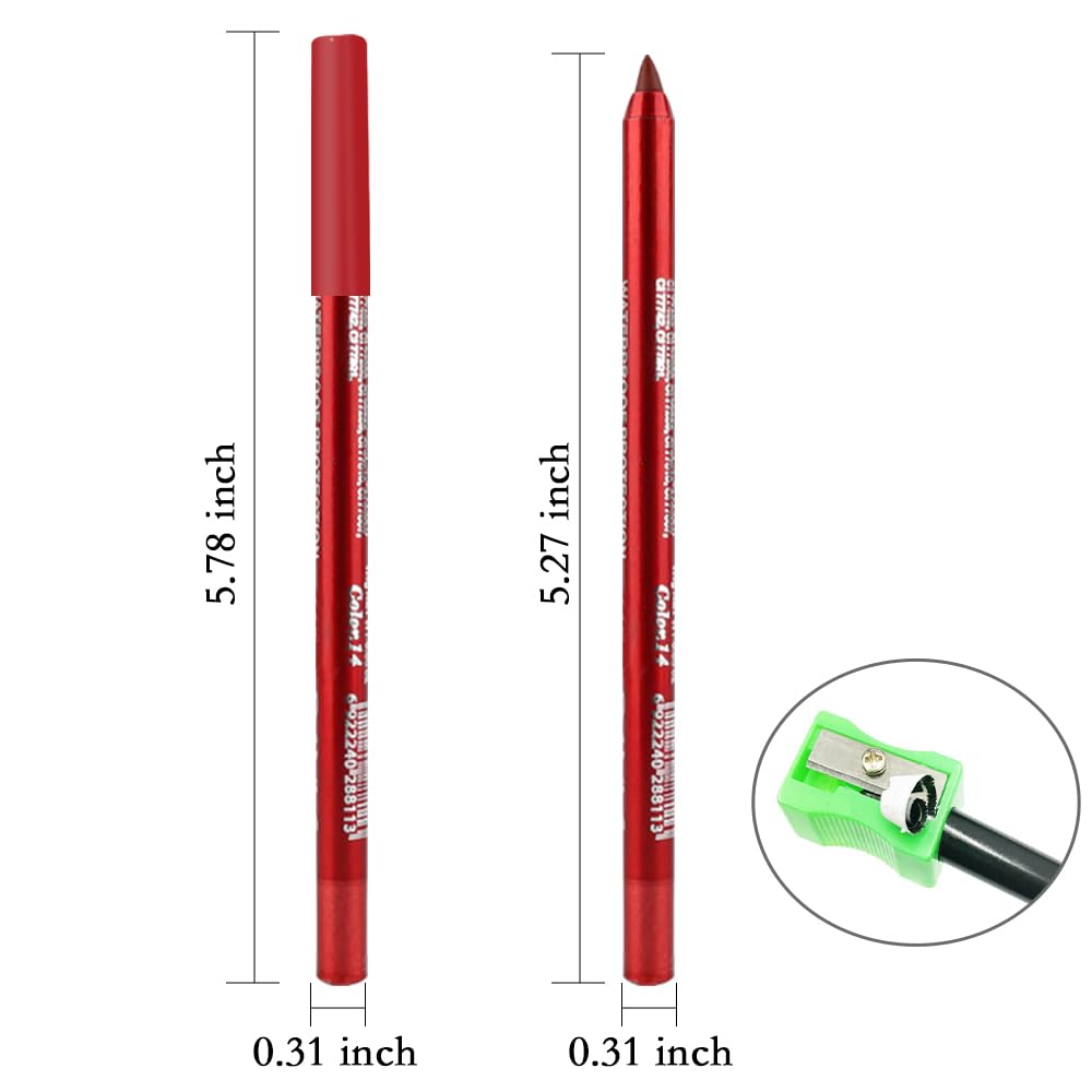 evpct 3Pcs Red & Ruby Red & Wine Red Gel Glitter Eyeliner Pencils Set for Women Waterproof Smudge Proof lapiz de ojos delineador de ojos contra el agua Eye Liner Makeup 14 17 18