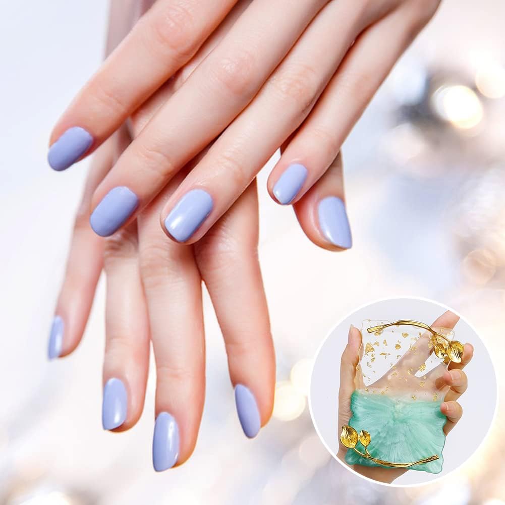 Resin Nail Art Palette, Nail Art Painting Palettes with Nail Palette Stirring Rod Gold Edge Nail Holder Nail Art Display Board Fashion Delicate Nail Tool Accessories, Type 2