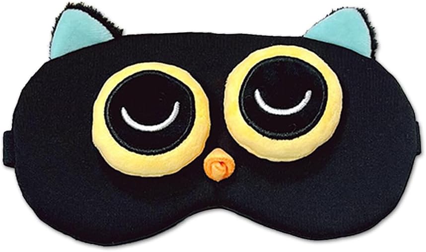 PERFECTSIGHT Owl Sleep Eye Masks, Cute Plush Sleep Eye Cover Lightweight Adjustable Eyeshade Faux Fur Mask Cover for Women Men Sleep Travel Nap