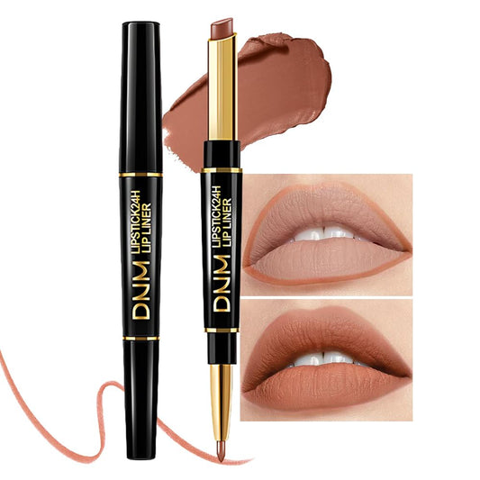 evpct 1Pcs Light Nude Brown Matte Lip Liner and Lipstick Combo Set Kit for Women, Magic Neutral Lipsticks 24 Hours Original Lipstick and Lips Liner Pencil Stain Gloss Makeup Long Lasting Waterproof