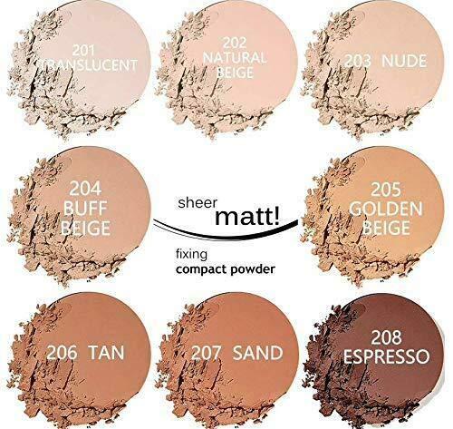 AQUAPURITY - PHOERA Sheer Matte Fixing Powder Makeup Base Fixer Setting Powder Foundation Fixing Compact Pressed Powder Long Lasting Make Up Fixer Skin Vitamin E Beauty Blender (201 Translucent)