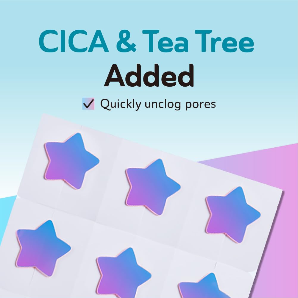 Star Pimple Patches for Face, Cute Acne Patches with Salicylic Acid, CICA & Tea Tree Oil, 96 Holographic Star Moon Heart Butterfly Patches, 7X Absorbency Pimple Patches for Teens (2 Designs, 36 Each)