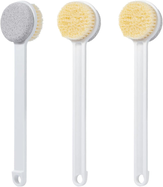 Pumice Stone for Feet with Long Handle (Double-Faced Straight White Handle, Count, 3.0)