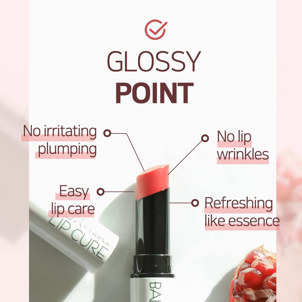 Lux Triple Lip Cure Glossy Balm MUSE (Rose Coral) (0.17oz) 4 million units sold in Korea, Natural Tinted Korean Lip Balm, Petroleum/Paraben Free, Lip Butter,lip balm hydrating