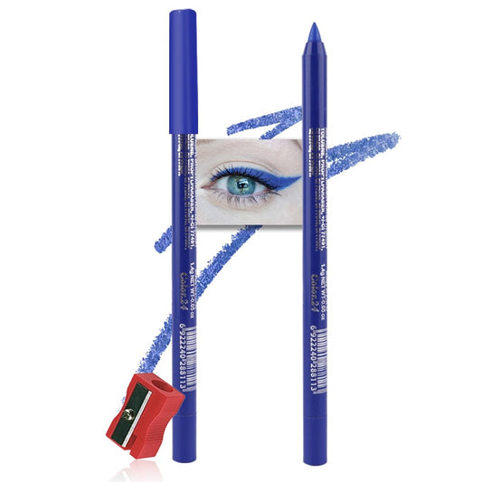 Kaely Gel Eyeliner Pencil for Women, Ruby Blue Eye Liner Waterproof Smudge Proof with Sharpener, Waterline Eye Makeup Liners, delineador de ojos contra el agua, Vegan & Cruelty-Free, 24