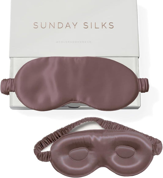 SUNDAYSILKS™ 3D Contoured Silk Sleep Mask | Padded Silk Eye Mask with Eye Cups for Lash Extensions | Blackout, Organic for Women & Men, Perfect for Travel, Slip-Free Deep Sleeping, Antifaz para Dormir