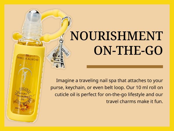 Unscented Organic Nail Cuticle Oil Pen with Jojoba, Coconut MCT, and Rosehip for Nail Hydration, Growth & Strength, Travel Size Keychain(0.34 Fl Oz)