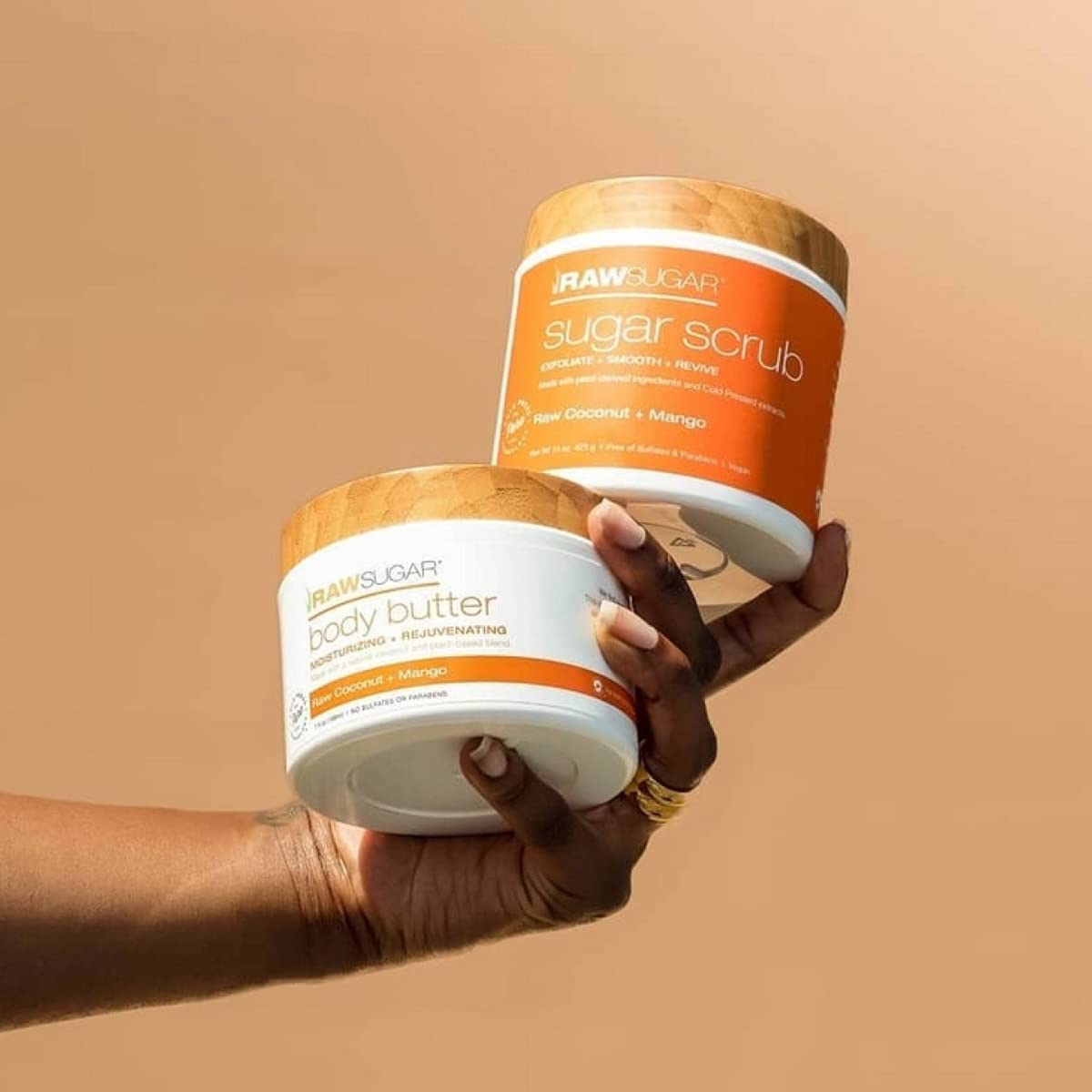 Raw Sugar Nourishing Raw Coconut + Mango Body Love Bundle - Body Wash, Body Scrub, Body Butter & Lip Balm, Clean, Made with Plant-Derived Ingredients, Formulated without Sulfates and Parabens