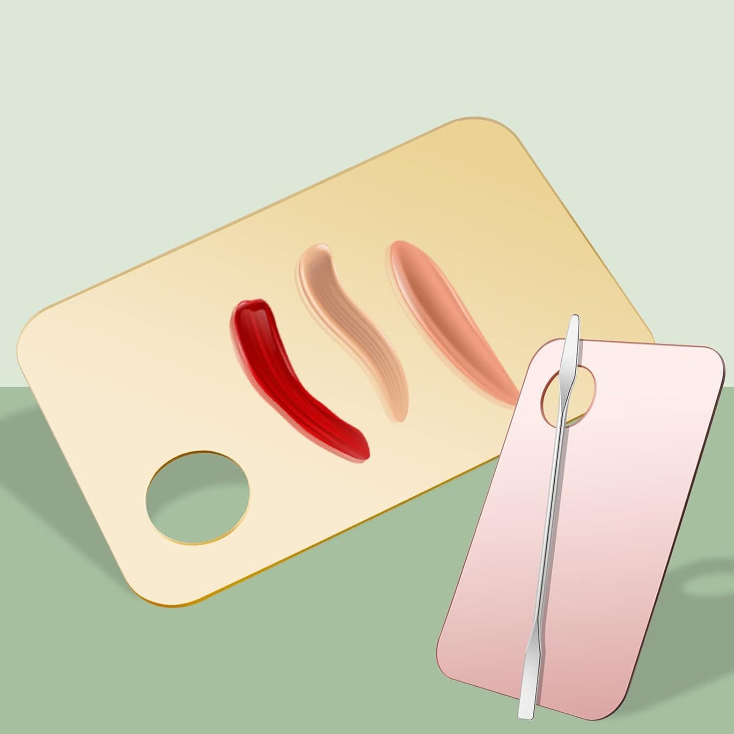 6 Pcs Acrylic Cosmetic Makeup Palette Tray Foundation Spatula Makeup Mixing Palette Apply for Foundation Eye Shadow Lipsticks Nail Art Beauty Salon